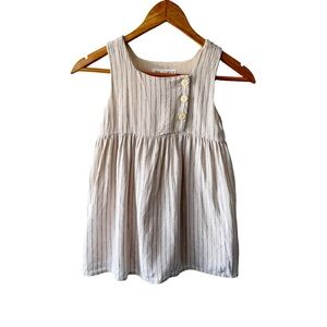 Zara Cream Linen Striped Kids Dress 4/5 Years